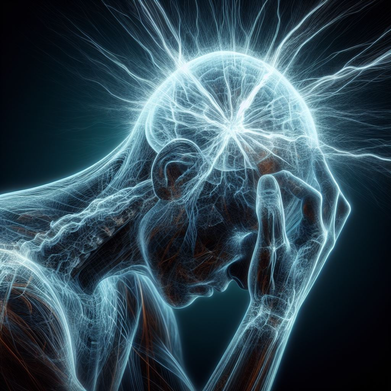 illustration des ondes qui sortent du cerveau représentant le stress