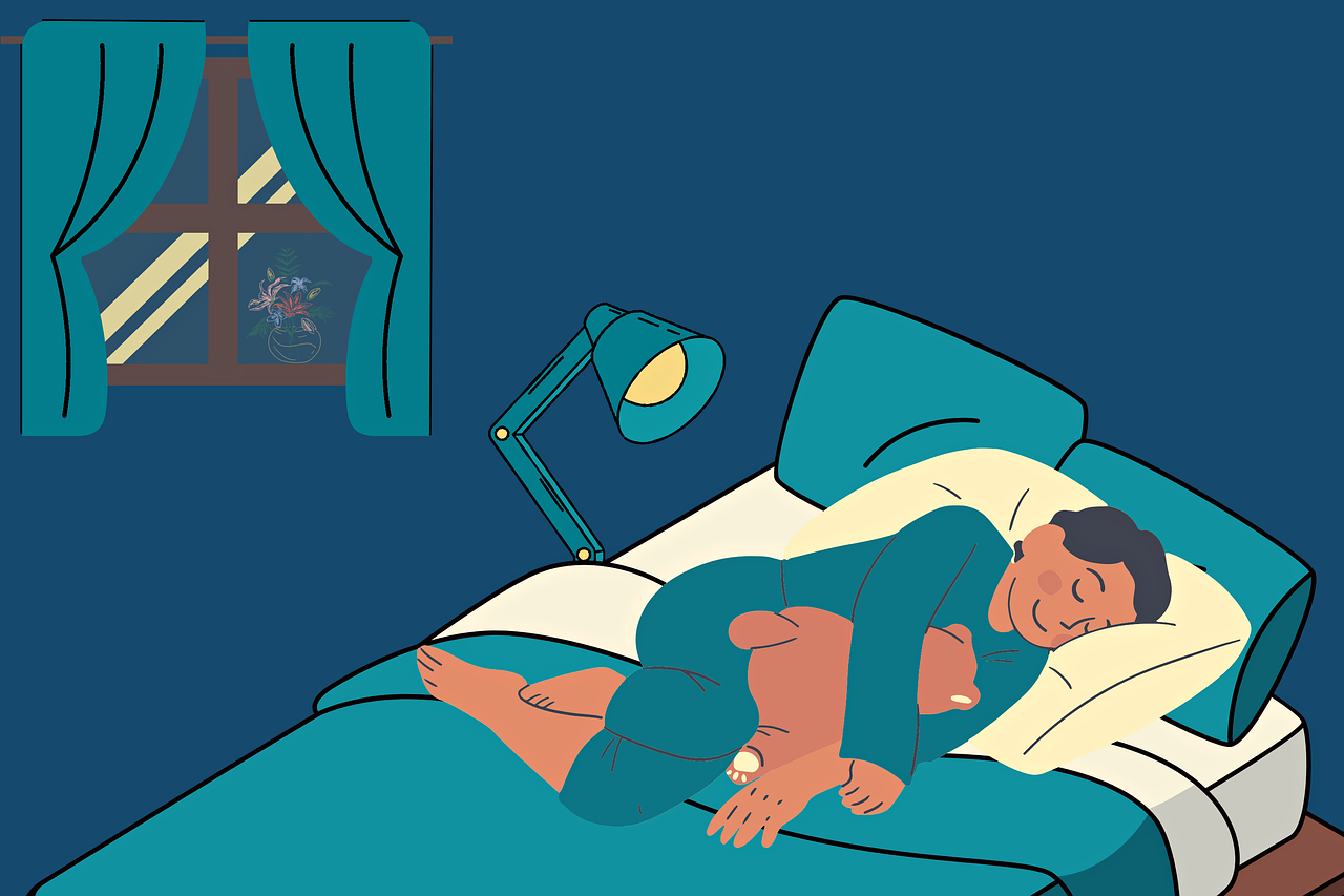 Illustration d'un homme qui dort dans son lit